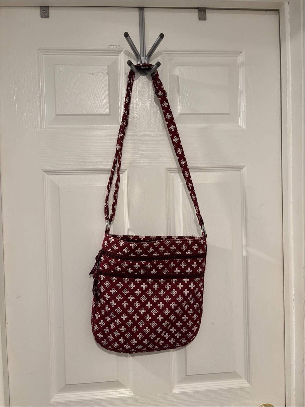 Vera Bradley Maroon Triple Zip Hipster
